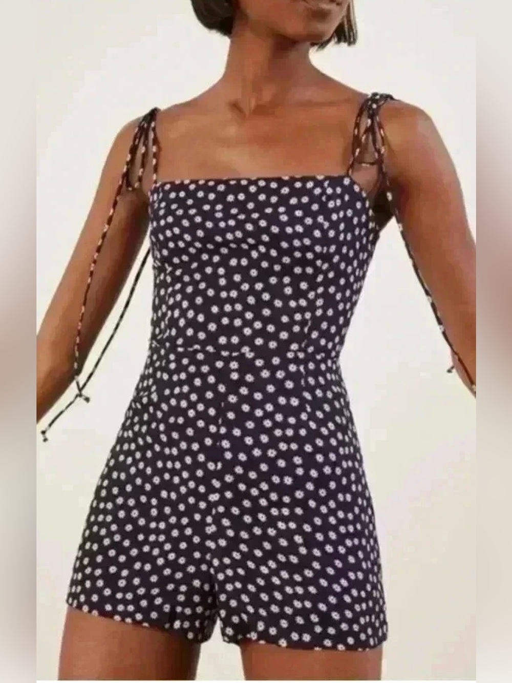 Reformation Navy and White Flower Summer Romper